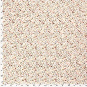 Preview: 1,50 m Viskose Popeline kleine Blumen auf Ecru